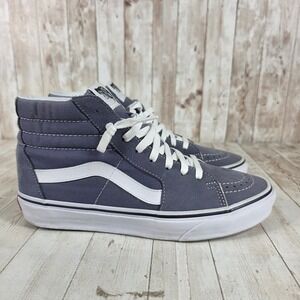 Vans Sk8 Hi Platform‎ Sneakers Gray Suede White Stripe Lace Up Womens 9.5